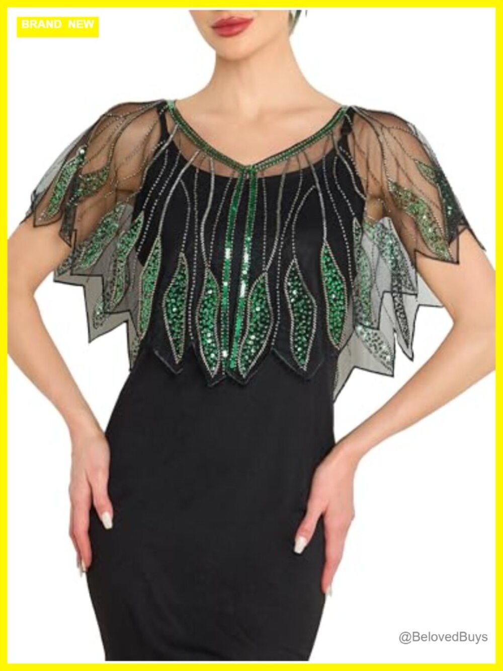 1920s Shawl Wraps Sequin Beaded Flapper Evening Shawl